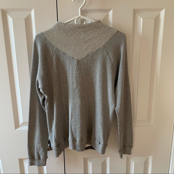 Monrow Heather Pointelle Cowl Raglan Sweatshirt Grey - Picture 2 of 9
